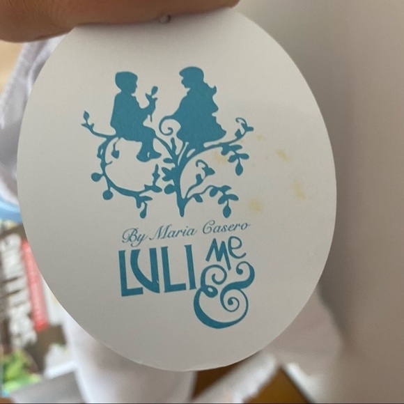 LOVELY WHITE DRESS W/LACE & BLUE RIBBON pique Luli & Me 4T NWT - Picture 5 of 6